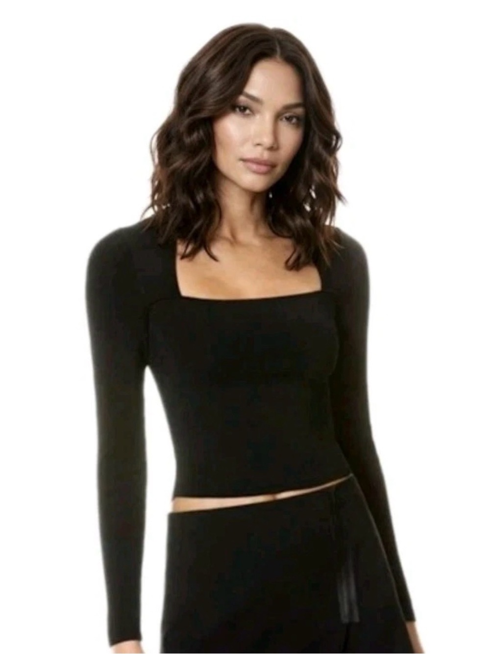 Alex + Olivia Square Neck Corset Style in Black Top Size Medium